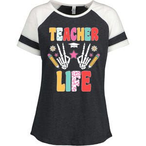 Teacher Life Fun School Enza Ladies Jersey Colorblock Tee