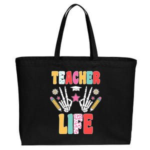 Teacher Life Fun School Cotton Canvas Jumbo Tote