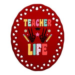 Teacher Life Fun School Ceramic Oval Ornament