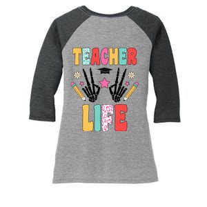 Teacher Life Fun School Women's Tri-Blend 3/4-Sleeve Raglan Shirt