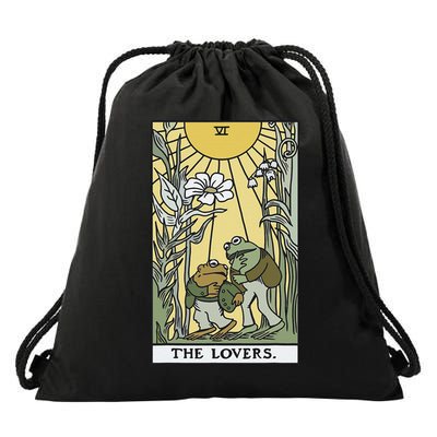The Lovers Frog Toad Tarot Card Cottagecore Drawstring Bag
