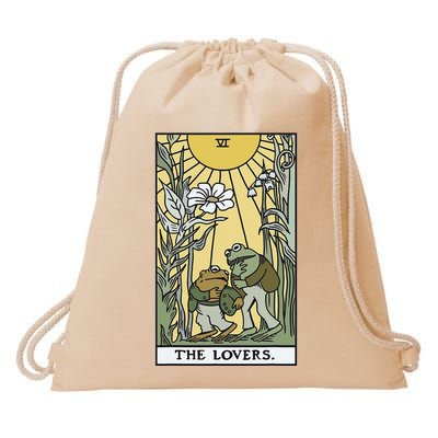 The Lovers Frog Toad Tarot Card Cottagecore Drawstring Bag