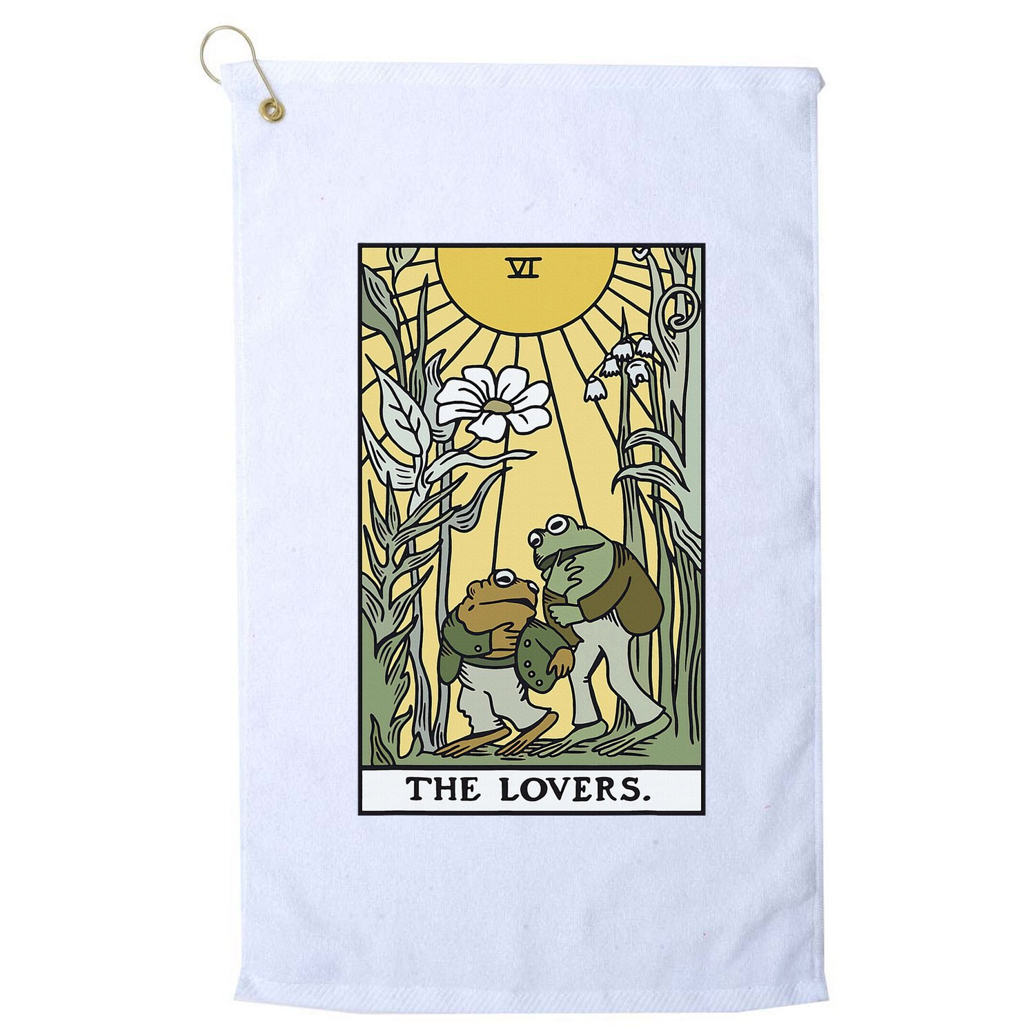 The Lovers Frog Toad Tarot Card Cottagecore Golf Towel