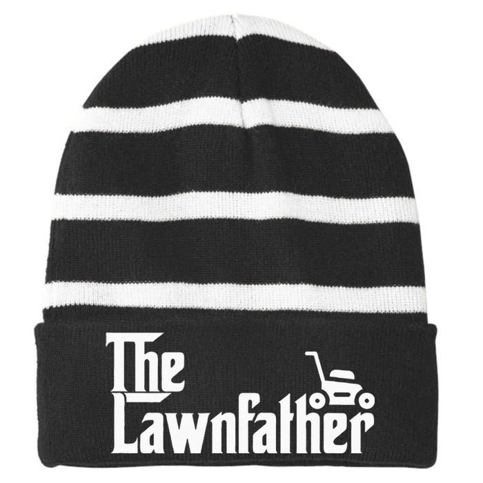 The Lawn Father Funny Lawn Mower Dad Gift Striped Beanie with Solid Band