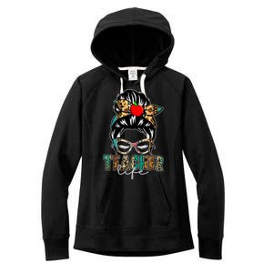 Teacher Life Female Bun Women's Fleece Hoodie