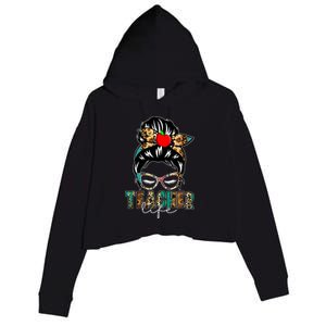 Teacher Life Female Bun Crop Fleece Hoodie