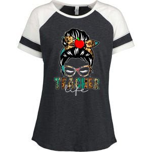 Teacher Life Female Bun Enza Ladies Jersey Colorblock Tee