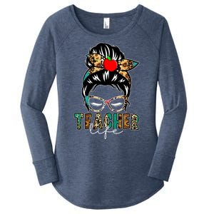 Teacher Life Female Bun Women's Perfect Tri Tunic Long Sleeve Shirt