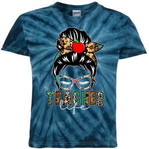 Teacher Life Female Bun Kids Tie-Dye T-Shirt