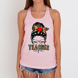 Teacher Life Female Bun Women's Knotted Racerback Tank