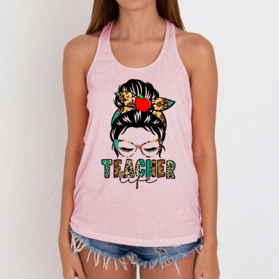 Teacher Life Female Bun Women's Knotted Racerback Tank