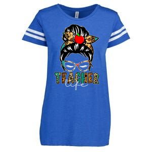 Teacher Life Female Bun Enza Ladies Jersey Football T-Shirt