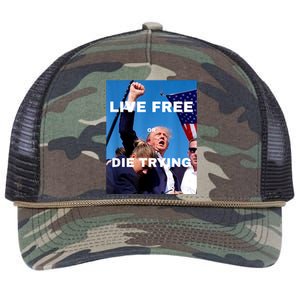 Trump Live Free Or Die Trying Retro Rope Trucker Hat Cap