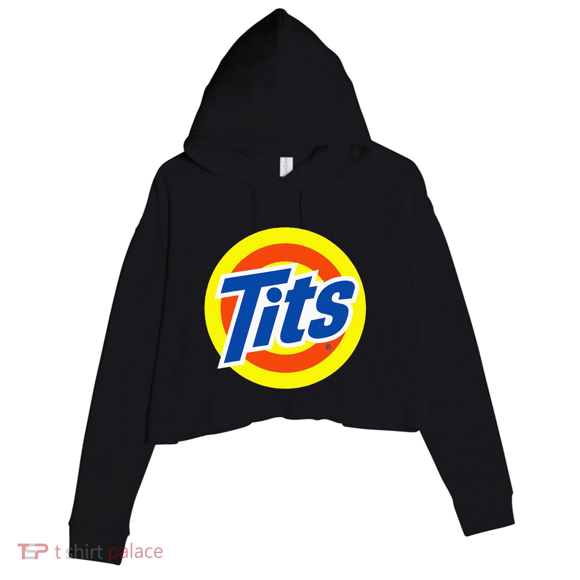 Tits Logo Funny Sexy Detergent Logo Crop Fleece Hoodie