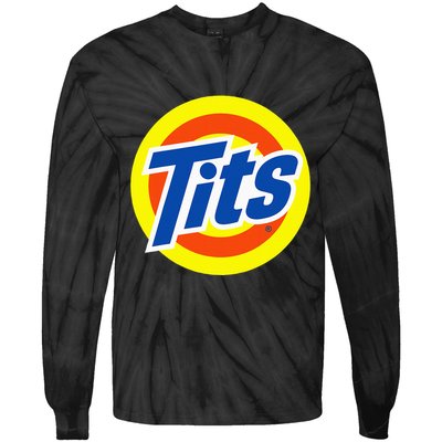 Tits Logo Funny Sexy Detergent Logo Tie-Dye Long Sleeve Shirt
