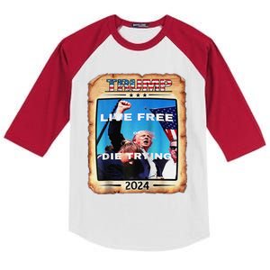 Trump Live Free Or Die Trying Raglan Kids Colorblock Raglan Jersey