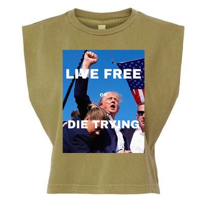 Trump Live Free Or Die Trying Garment-Dyed Women's Muscle Tee