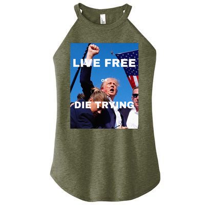 Trump Live Free Or Die Trying Women’s Perfect Tri Rocker Tank