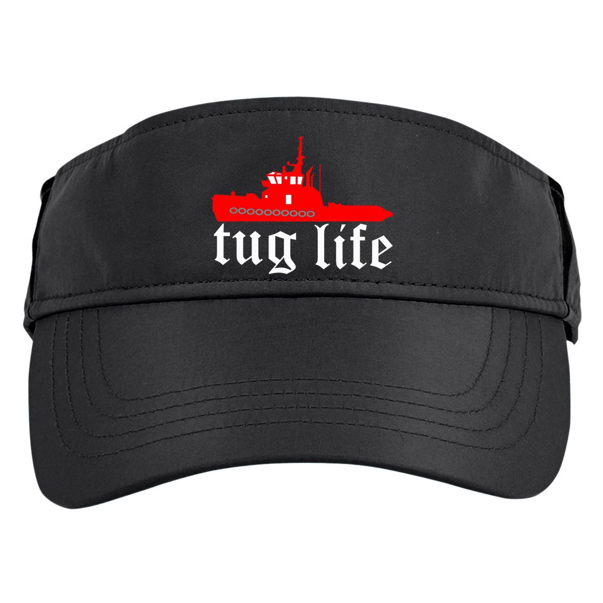 TUG LIFE funny tugboat Adult Drive Performance Visor