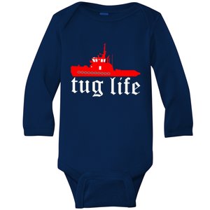 TUG LIFE funny tugboat Baby Long Sleeve Bodysuit