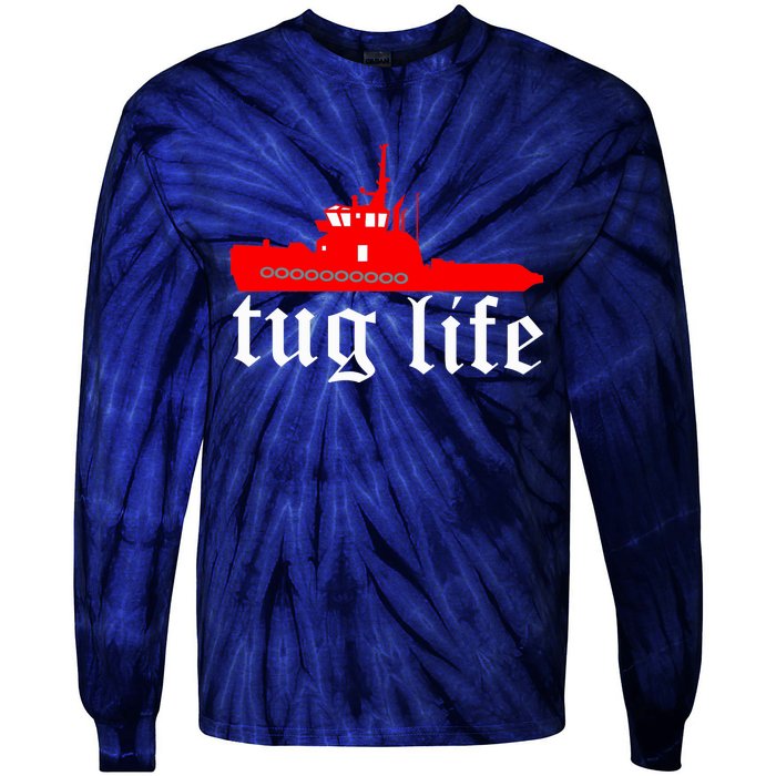 TUG LIFE funny tugboat Tie-Dye Long Sleeve Shirt