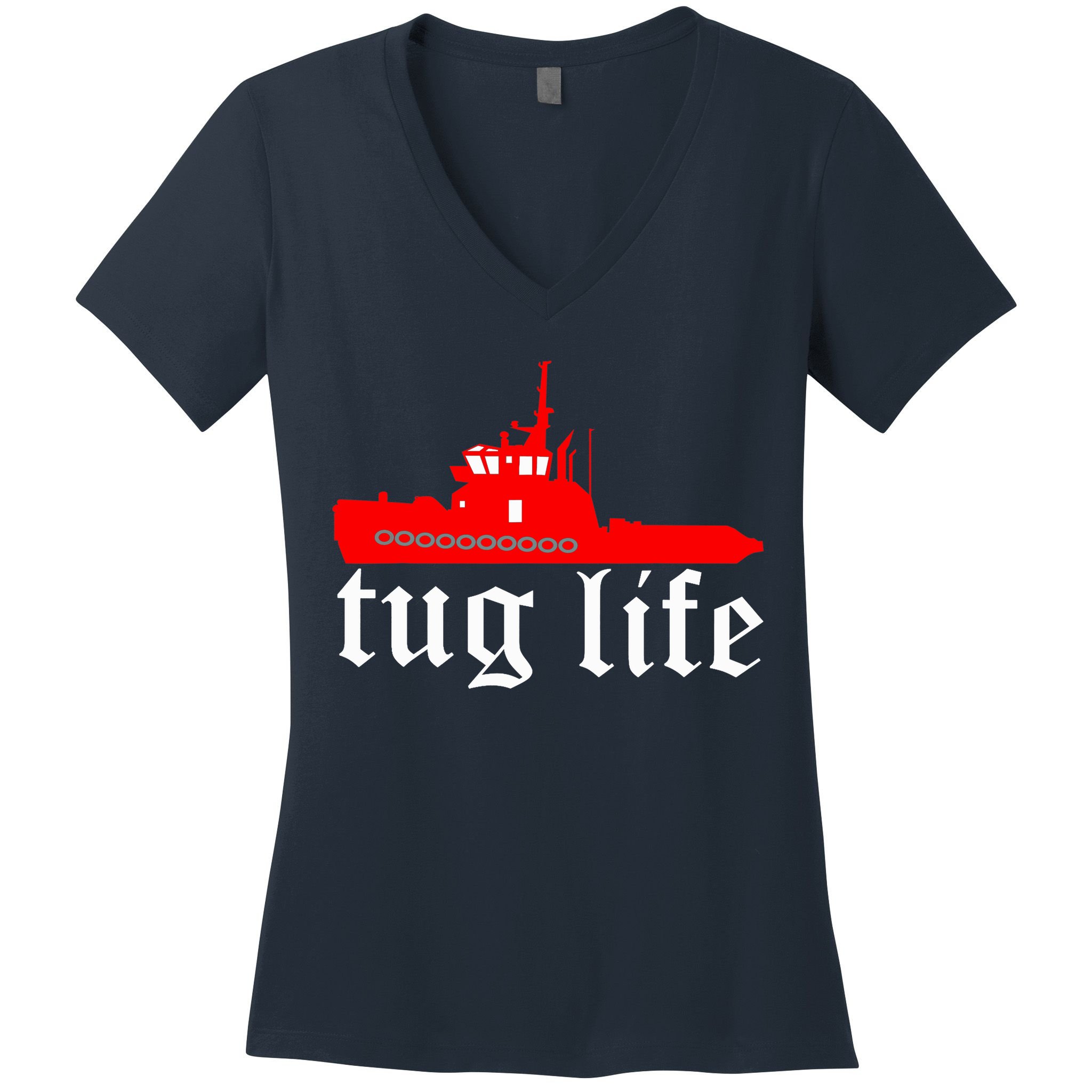 TUG LIFE funny tugboat Women's V-Neck T-Shirt