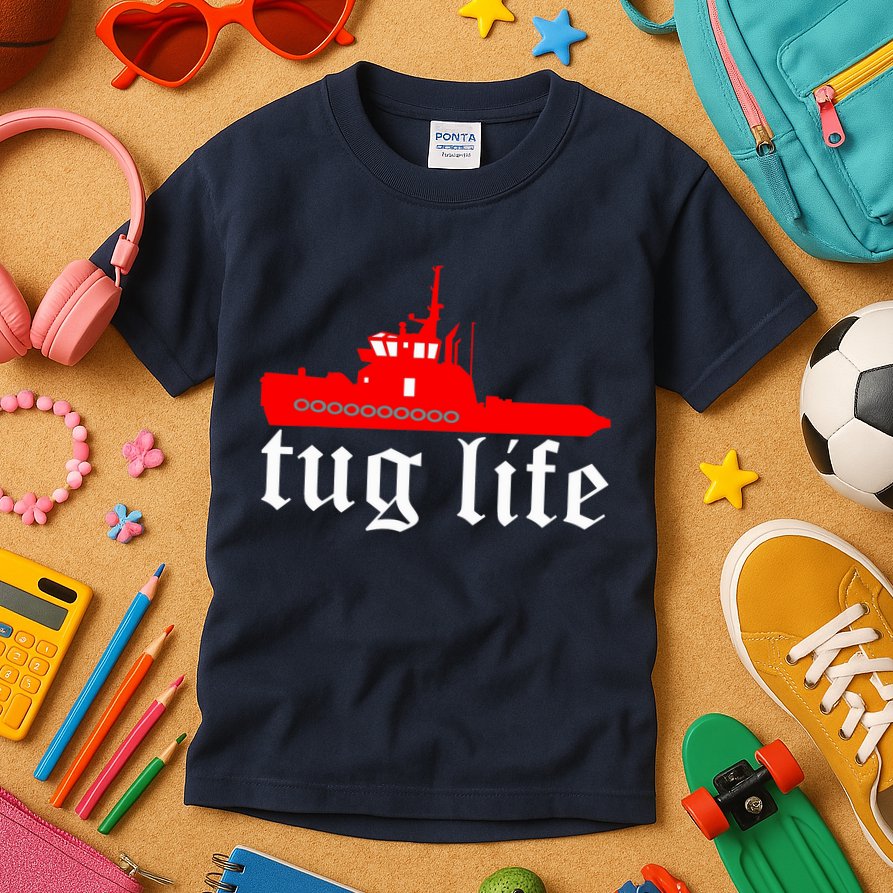 TUG LIFE funny tugboat Kids T-Shirt