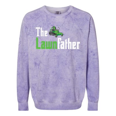 The Lawnfather Funny Lawn Mowing Colorblast Crewneck Sweatshirt