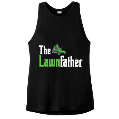 The Lawnfather Funny Lawn Mowing Ladies PosiCharge Tri-Blend Wicking Tank