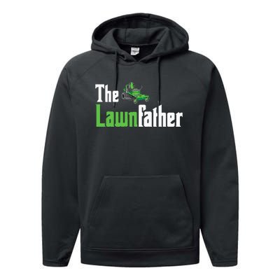 The Lawnfather Funny Lawn Mowing Performance Fleece Hoodie