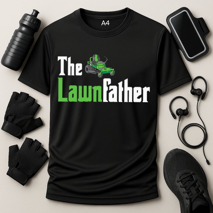 The Lawnfather Funny Lawn Mowing Cooling Performance Crew T-Shirt