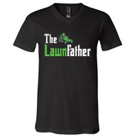 The Lawnfather Funny Lawn Mowing V-Neck T-Shirt