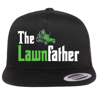 The Lawnfather Funny Lawn Mowing Flat Bill Trucker Hat