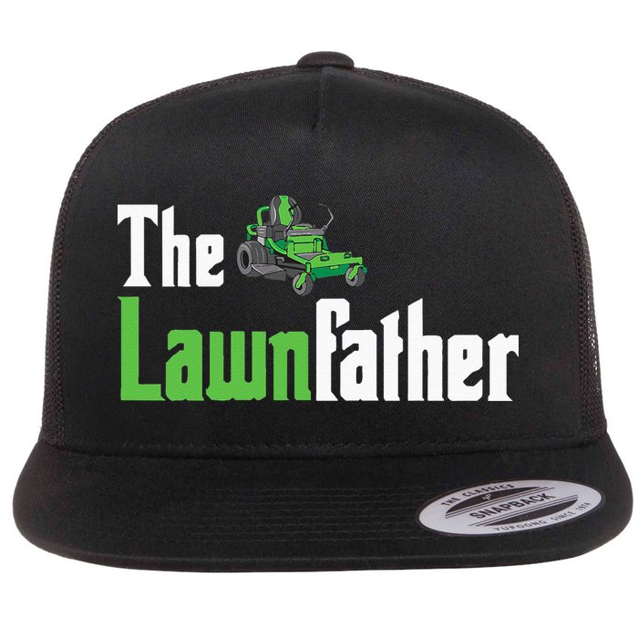 The Lawnfather Funny Lawn Mowing Flat Bill Trucker Hat