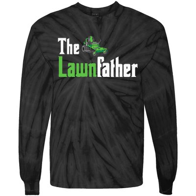 The Lawnfather Funny Lawn Mowing Tie-Dye Long Sleeve Shirt