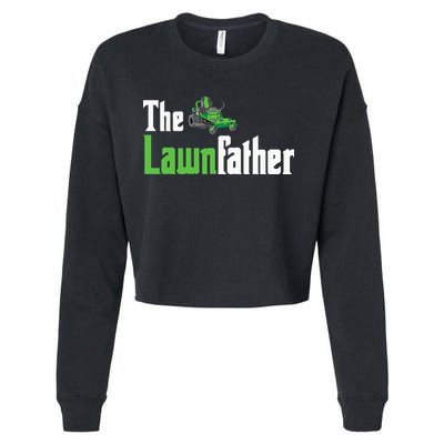 The Lawnfather Funny Lawn Mowing Cropped Pullover Crew