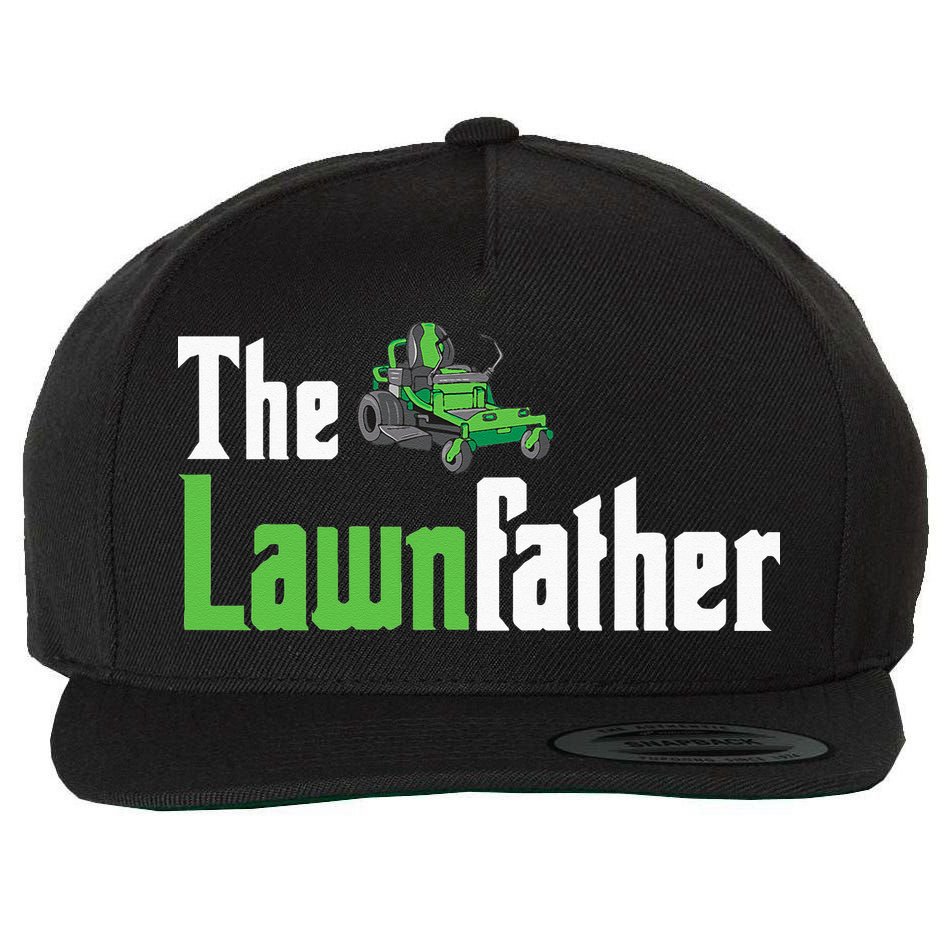 The Lawnfather Funny Lawn Mowing Wool Snapback Cap
