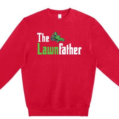 The Lawnfather Funny Lawn Mowing Premium Crewneck Sweatshirt