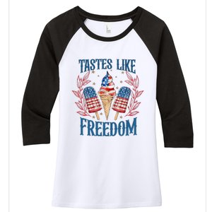 Tastes Like Freedom Happy Independence Day Women's Tri-Blend 3/4-Sleeve Raglan Shirt