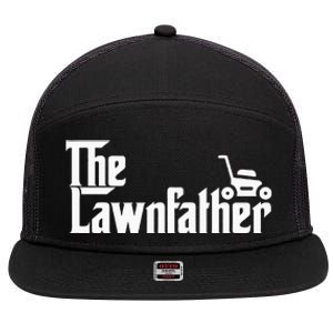 The Lawn Father Funny Lawn Mower Dad 7 Panel Mesh Trucker Snapback Hat