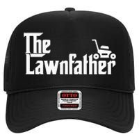 The Lawn Father Funny Lawn Mower Dad High Crown Mesh Back Trucker Hat