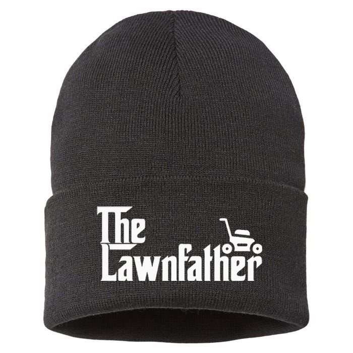 The Lawn Father Funny Lawn Mower Dad Sustainable Knit Beanie