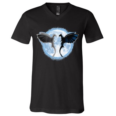 Toothless Light Fury In Space Design For Valentines Day V-Neck T-Shirt