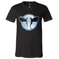 Toothless Light Fury In Space Design For Valentines Day V-Neck T-Shirt