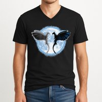 Toothless Light Fury In Space Design For Valentines Day V-Neck T-Shirt