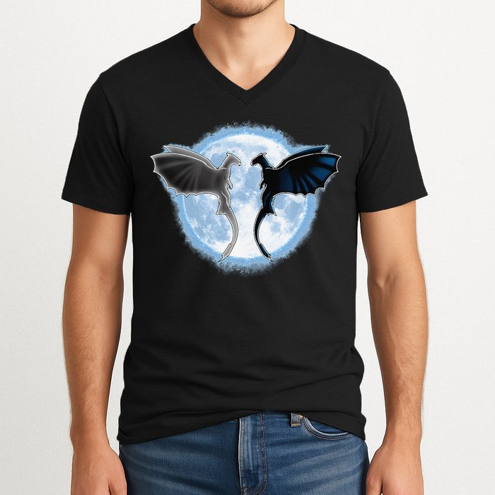 Toothless Light Fury In Space Design For Valentines Day V-Neck T-Shirt