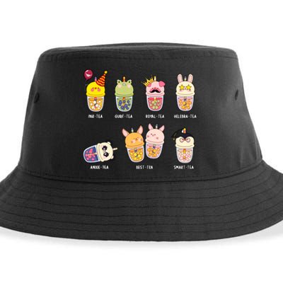 Tea Life Funny Cute Milk Tea Cup Milk Tea Lover Humorous Puns Sustainable Bucket Hat