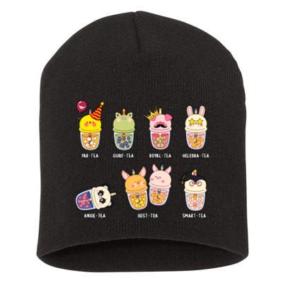 Tea Life Funny Cute Milk Tea Cup Milk Tea Lover Humorous Puns Short Acrylic Beanie