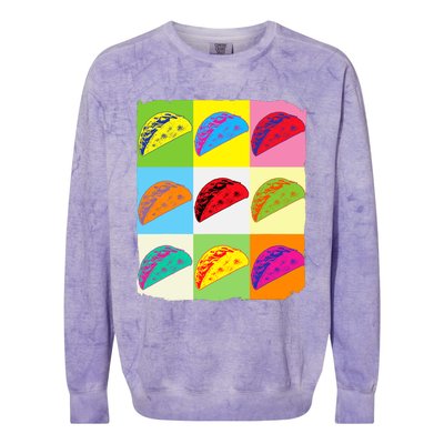 Taco Lover Funny Taco Art Mexican Food Lover Taco Colorblast Crewneck Sweatshirt