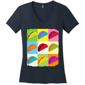 Taco Lover Funny Taco Art Mexican Food Lover Taco Women's V-Neck T-Shirt